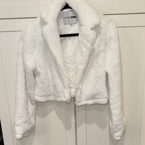 Fashion Nova Women's White Teddy Jacket